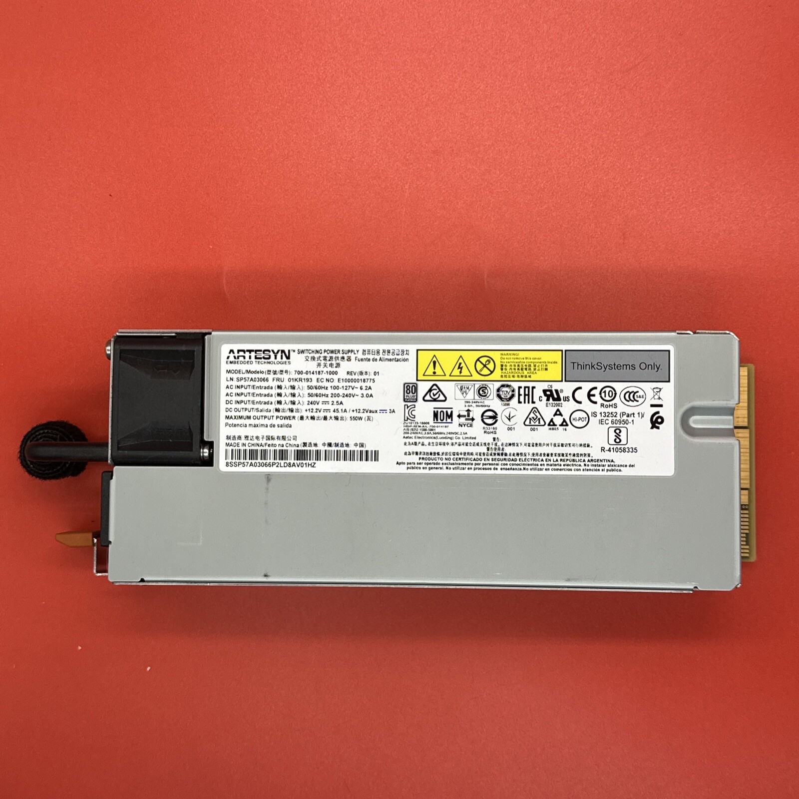 Lenovo 01KR193 700-014187-1000 550w Server Power Supply  For IBM 550 W