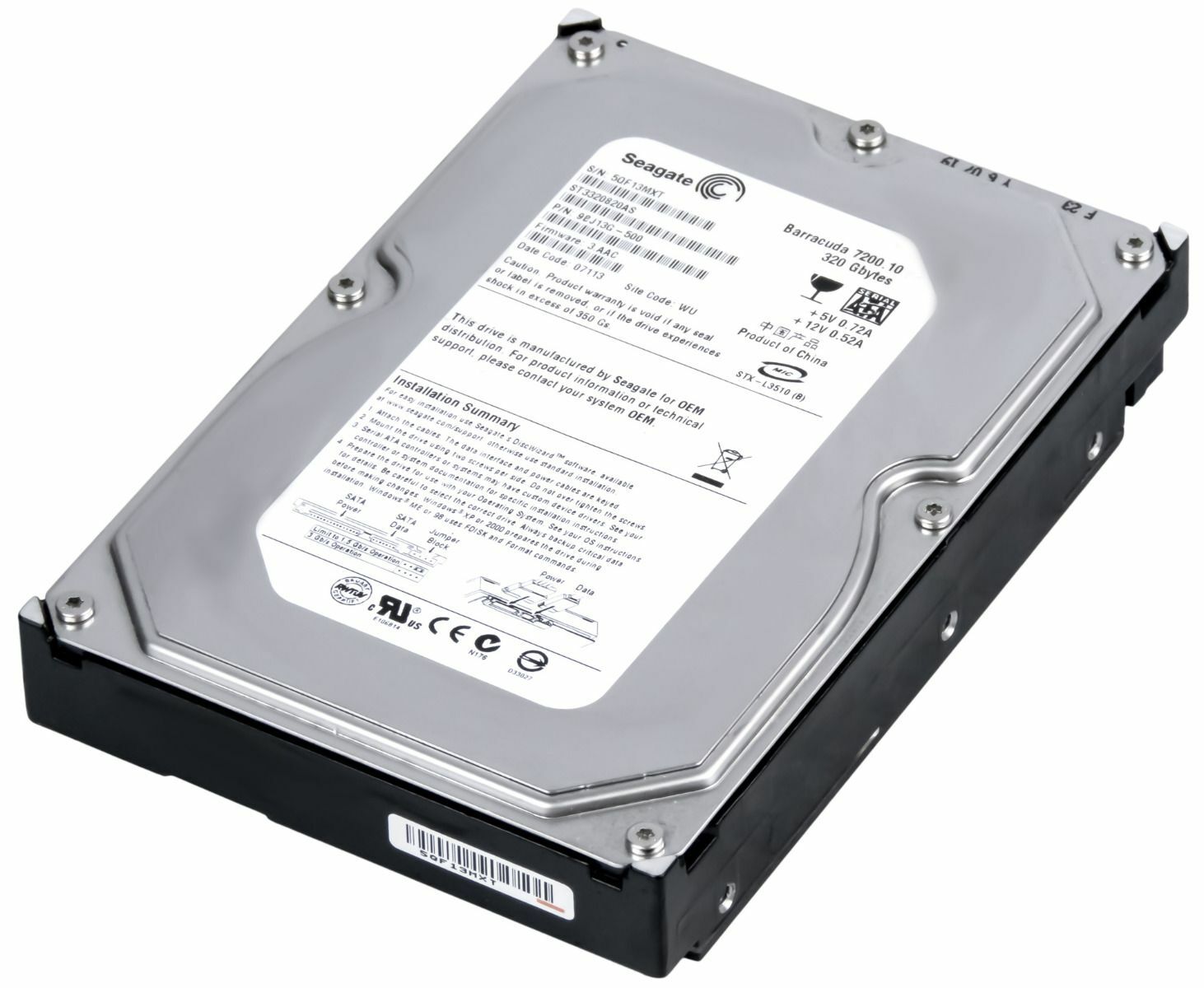 HARD DRIVE SEAGATE Barracuda ST3320820AS 320GB SATA II 7200RPM 8MB 3.5'' inch