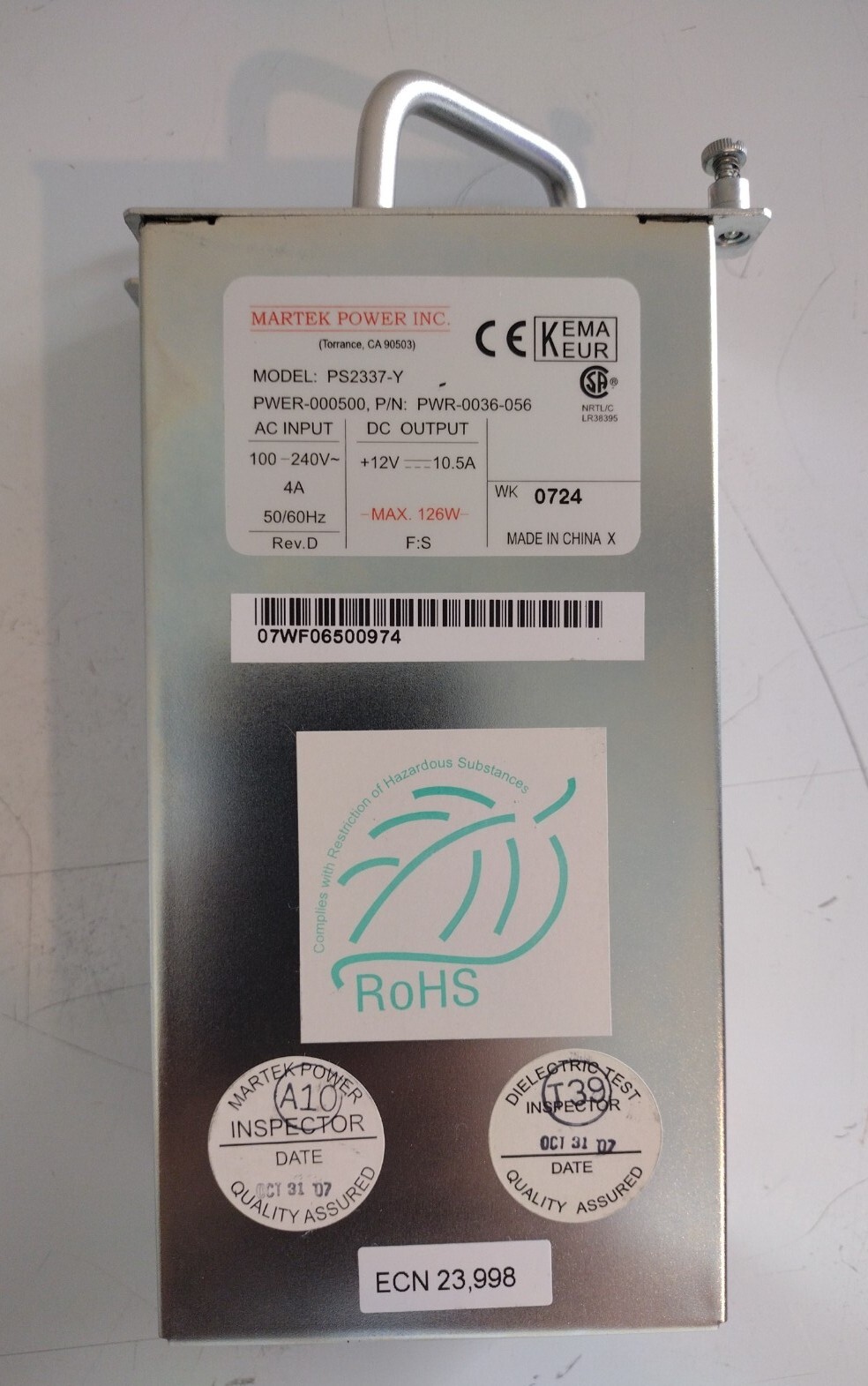6pk Martek Power AC Power Supply  126W  Model : PS2337 / PS2337-Y / PWR-0036-057