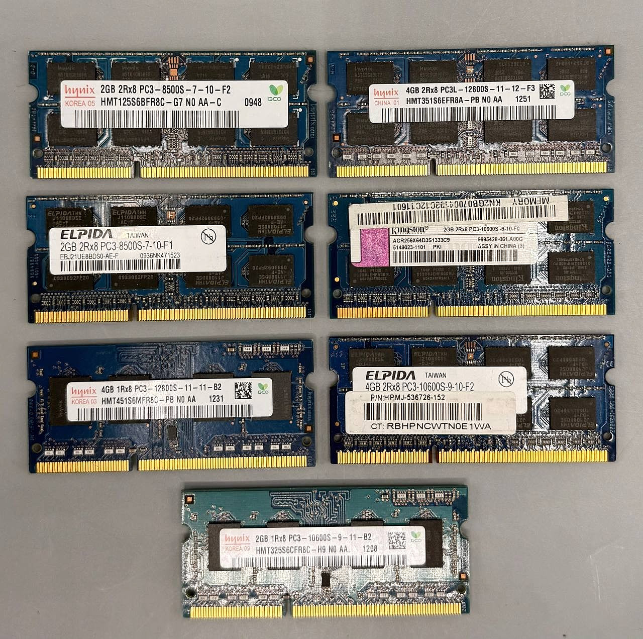7pc Laptop RAM Lot DDR3 SODIMM 2GB 4GB Mixed Hynix Kingston Elpida