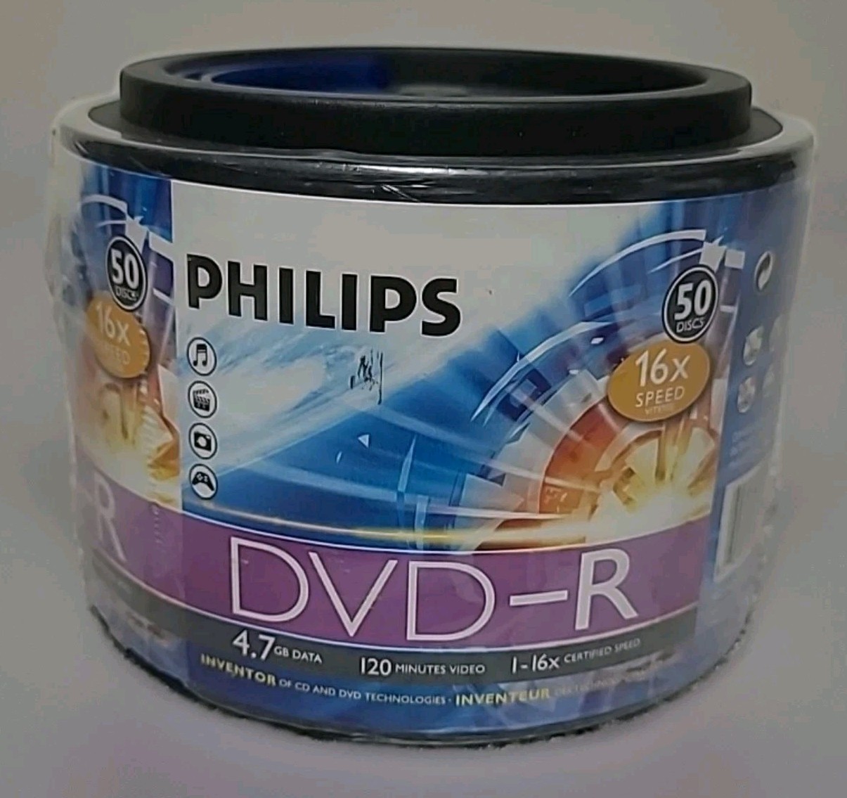 Philips DVD-R 50 Pack 16x 4.7GB Blank Discs NEW & SEALED Spindle 120 Min. Video