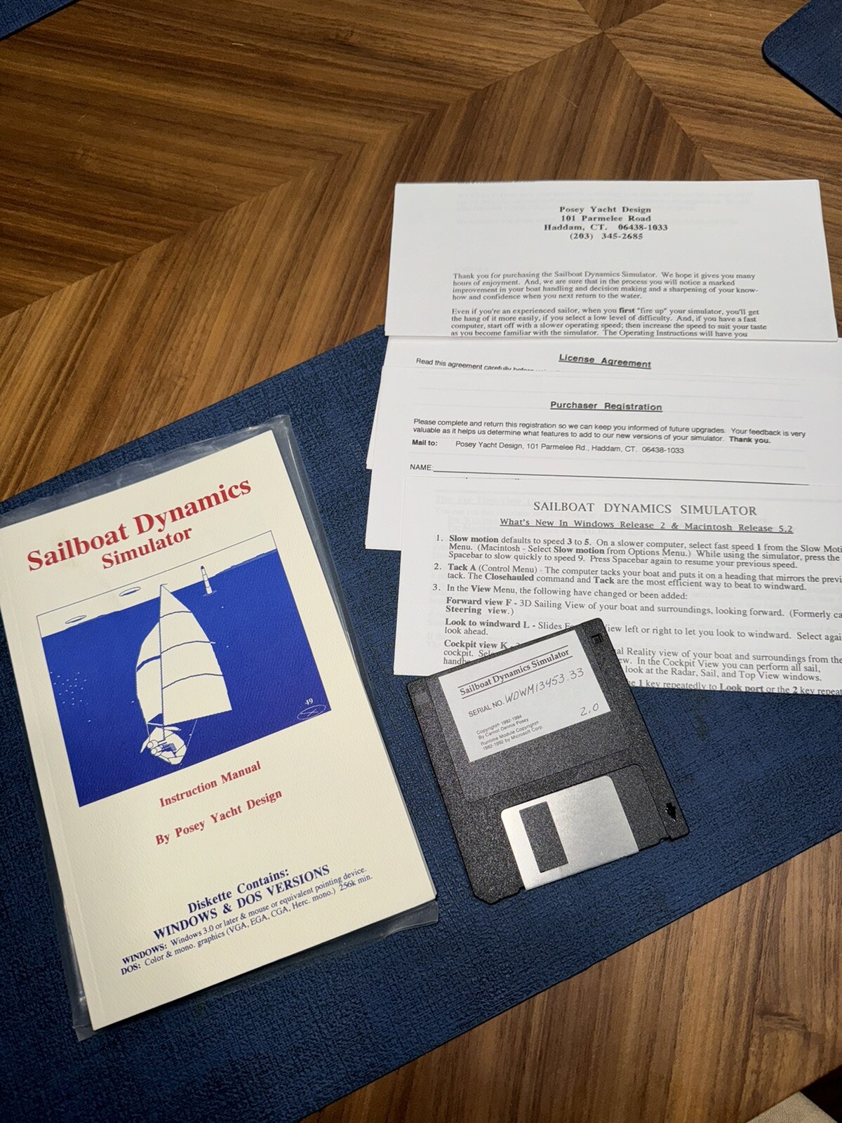 RARE Posey Yacht Design Sailboat Dynamics Simulator Windows DOS 3.5" w/ Manual