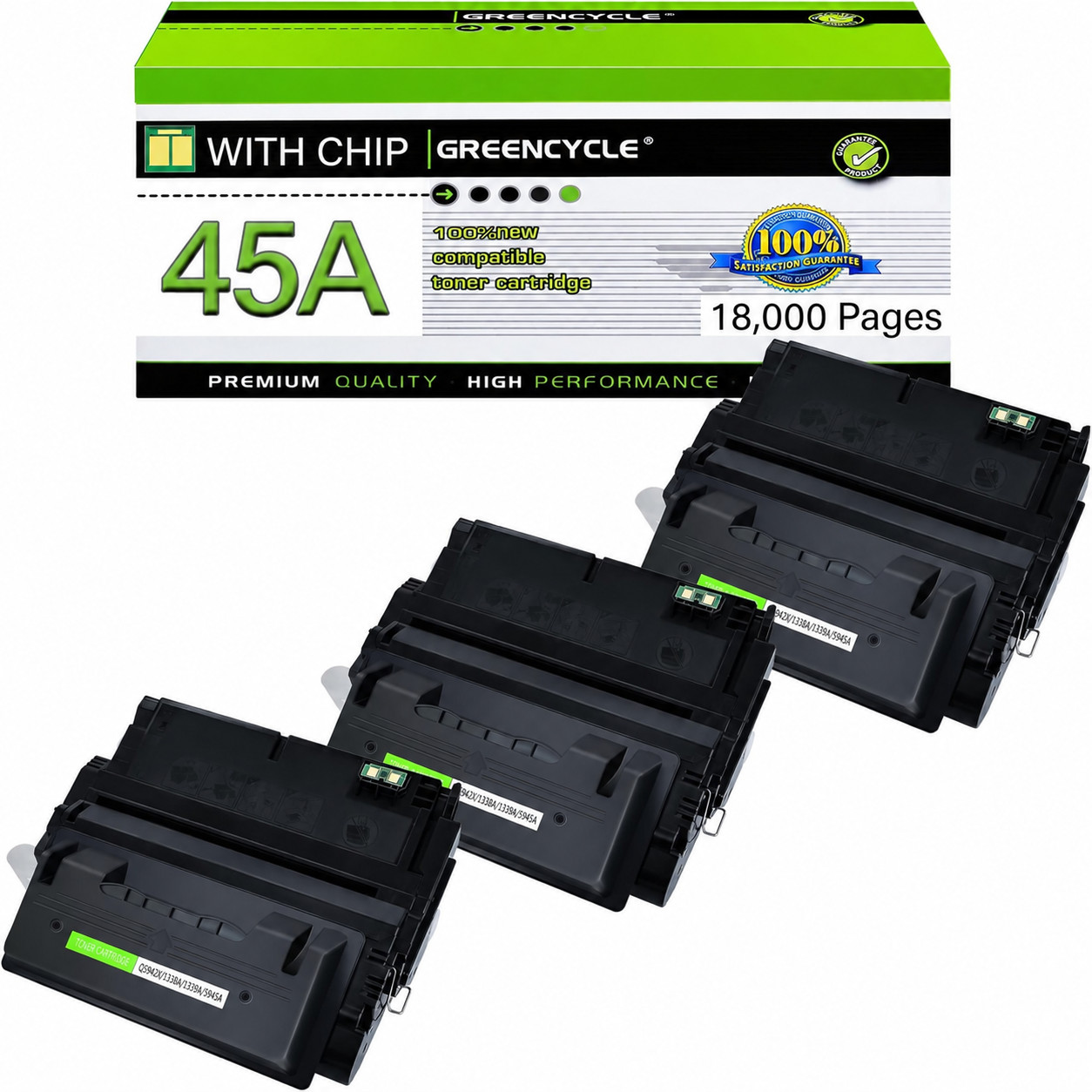 3PK Q5945A BK Toner Cartridge Fits For HP 45A 4345x 4345xs MFP M4345 High Yield