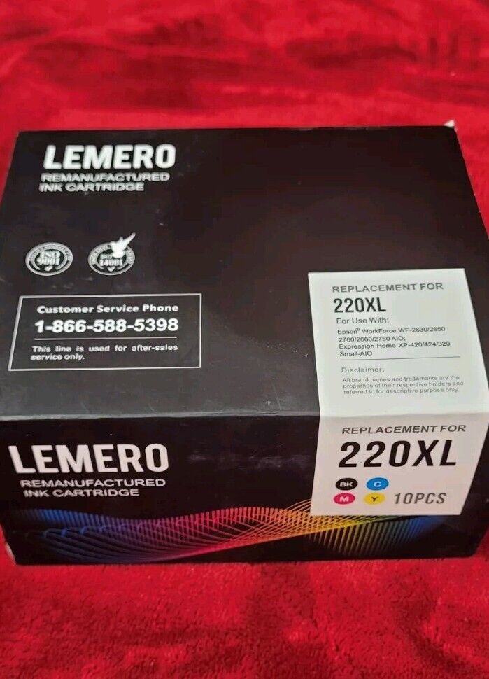 LEMERO  Ink Cartridge 220XL 2-Blue 2-Yellow 2-Magenta 4-Black 10 Pack