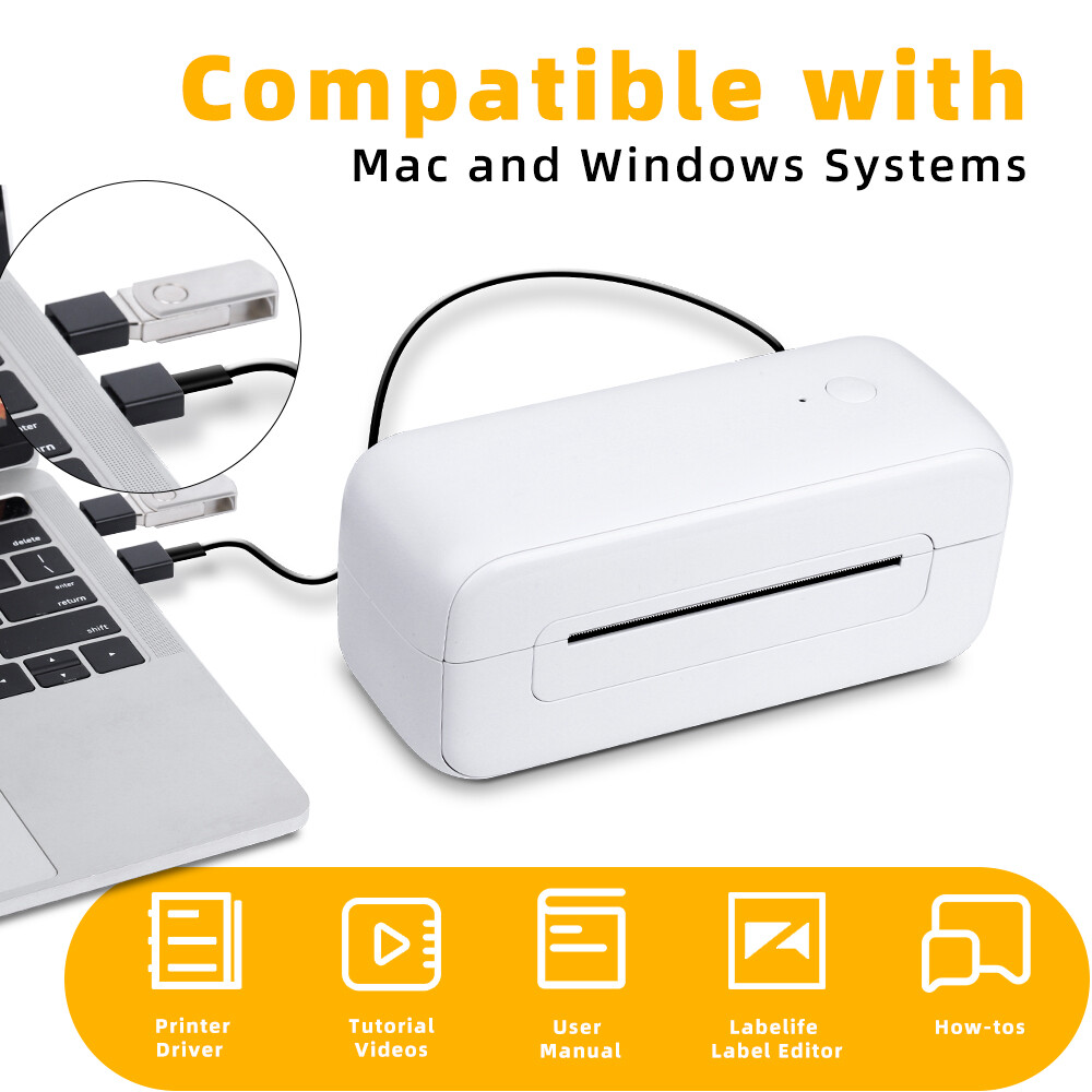 4x6 Shipping Label Printer Thermal USB High Speed Label Maker for UPS USPS FedEx