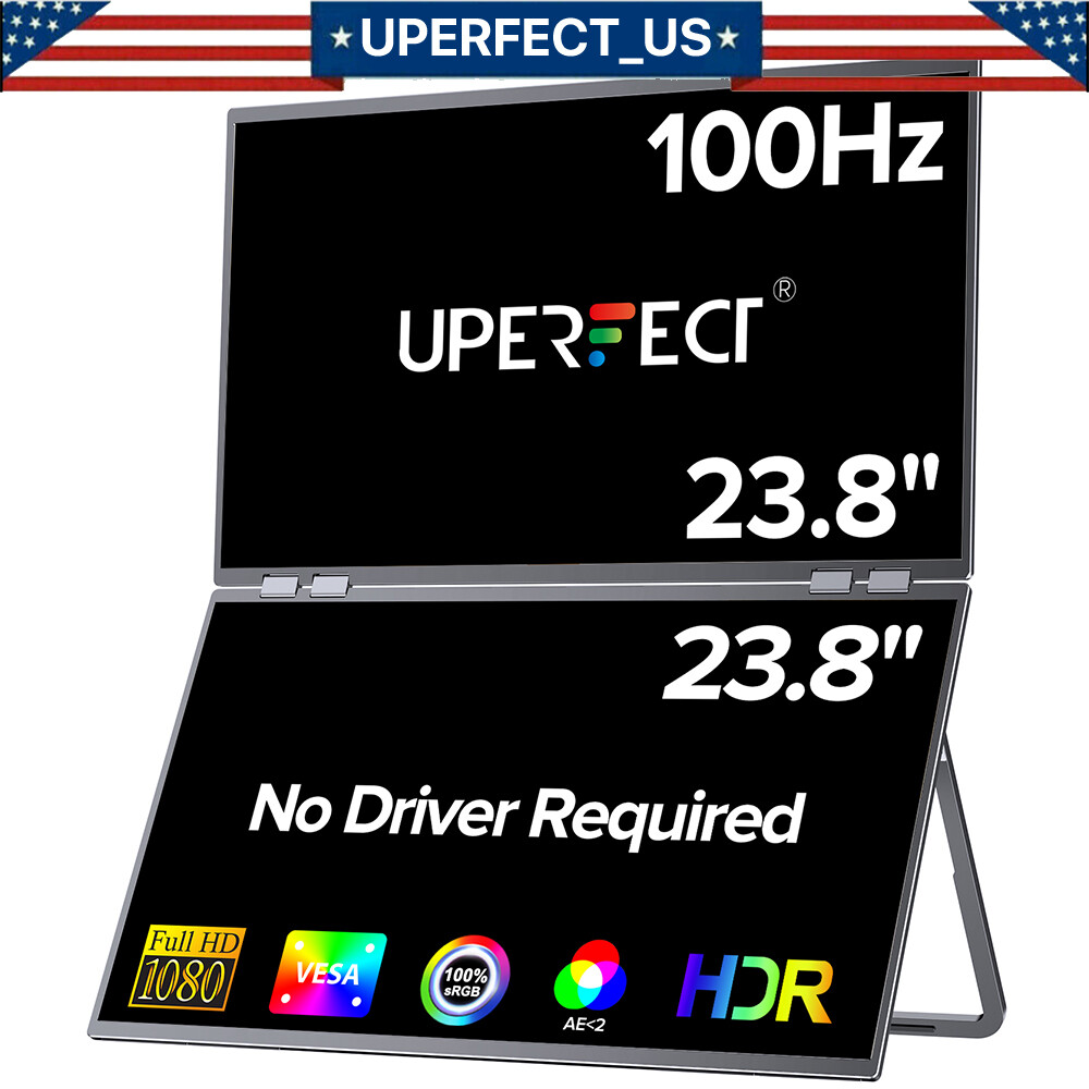 2026 UStation Max 23.8" Stacked Monitor Laptop Dual Screen Folding Display 1080P