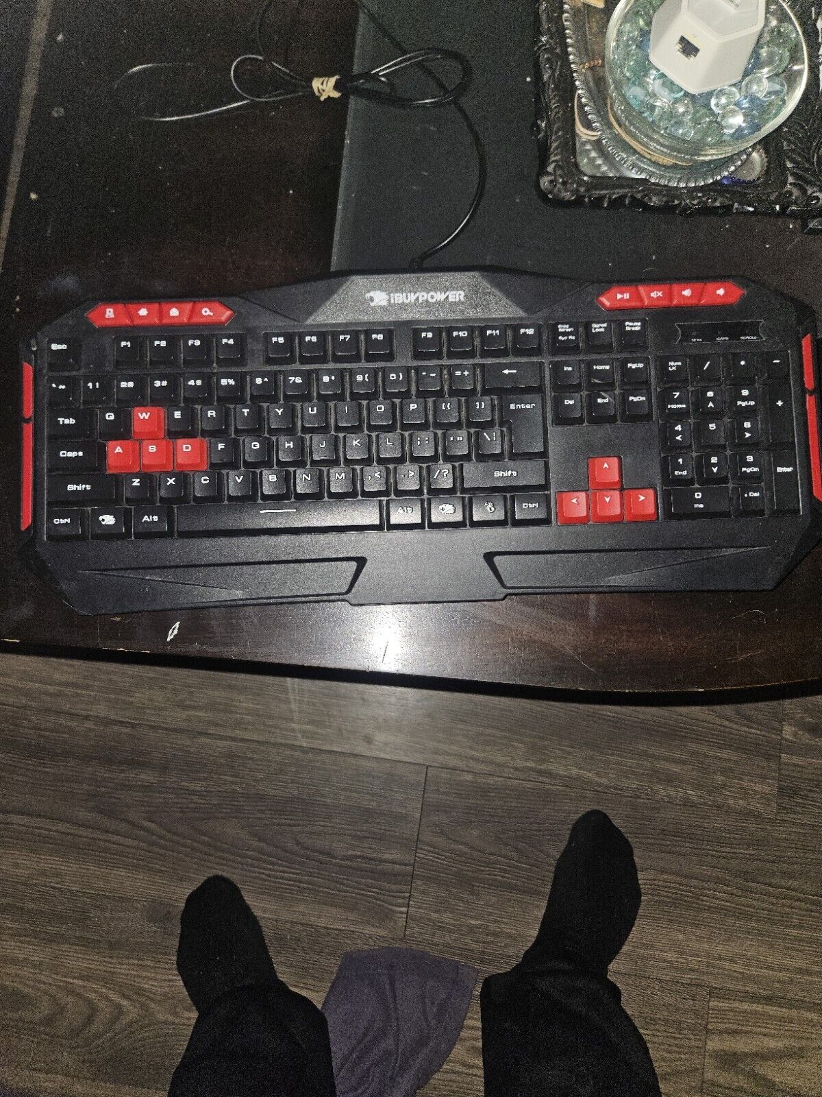 iBuyPower Gaming Keyboard IBP Ares E1 Black & Red USB Wired Tested & Working 