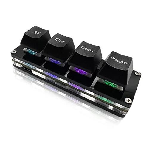Mini 4-Key Select-All Cut Copy Paste Macro Pad Ctrl A X C V Shortcut One Black