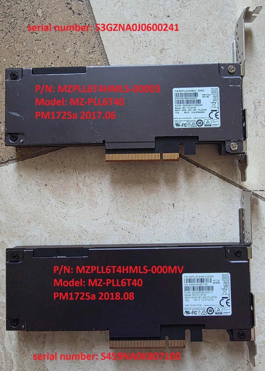 100% HEALTH  SAMSUNG SSD PM1725a MZ-PLL6T40 MZPLL6T4HMLS  6.4TB PCIe
