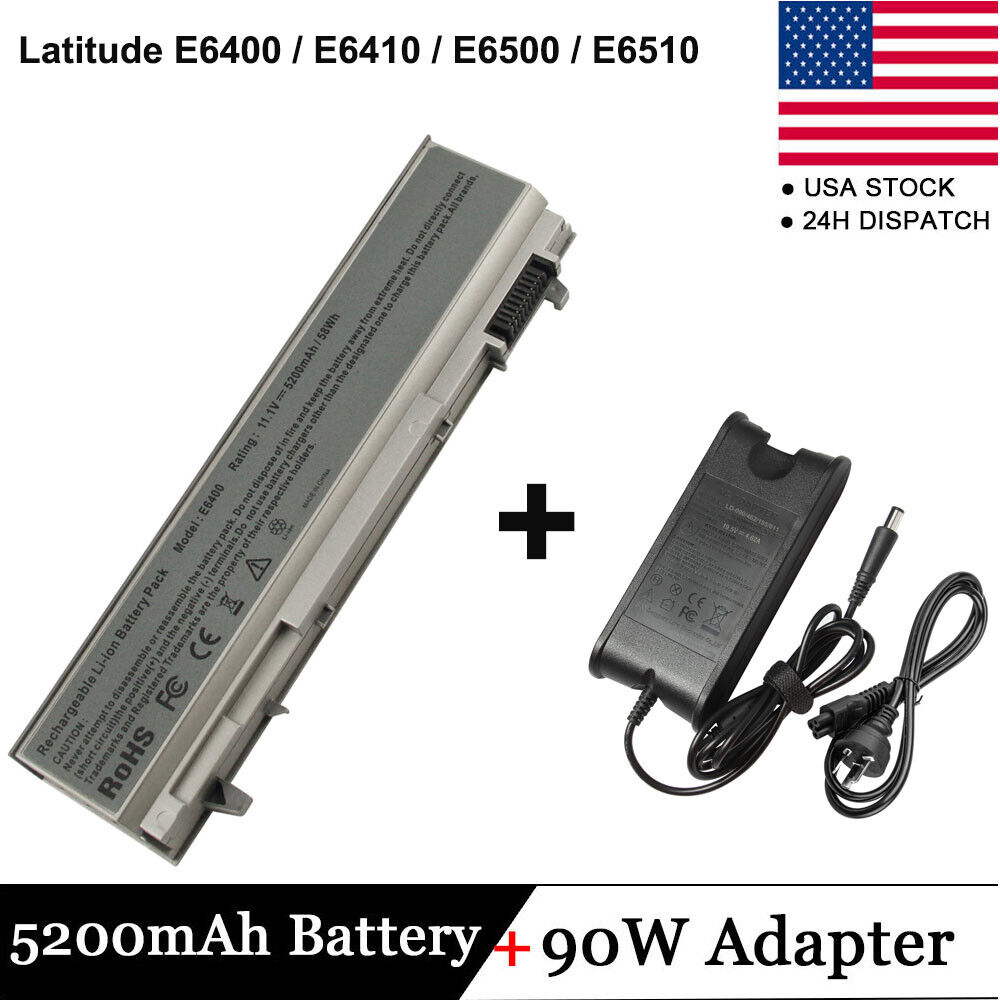 Battery+90W Adapter Charger for Dell Latitude E6410 E6400 E6500 E6510 W1193