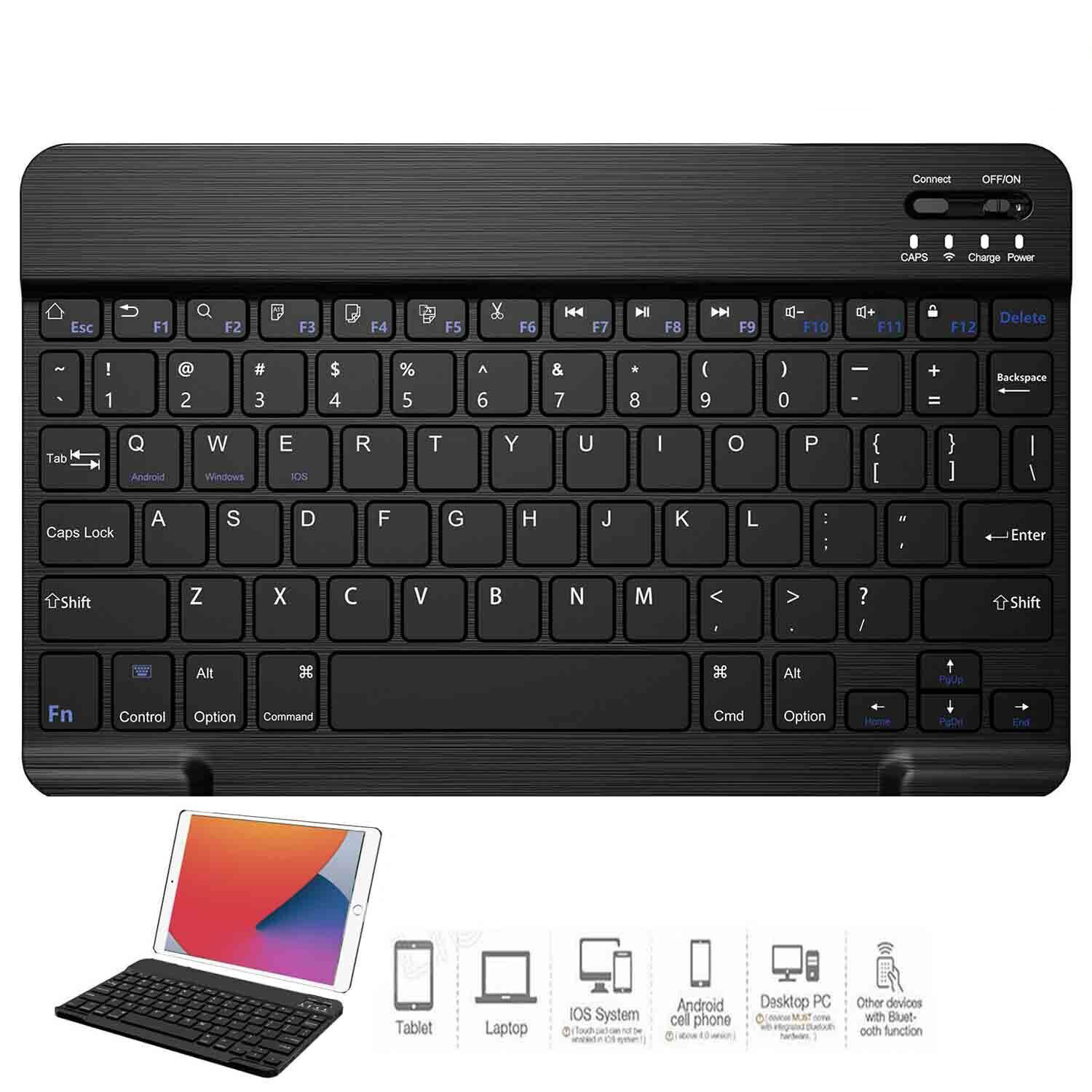 Universal Bluetooth Keyboard Portable Rechargeable Wireless Tablet Keyboard US
