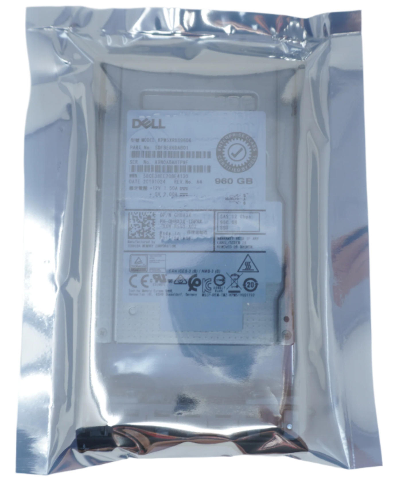 H8X3X Dell 960GB SAS 2.5" 12G RI SSD G13 Solid State Drive 0H8X3X