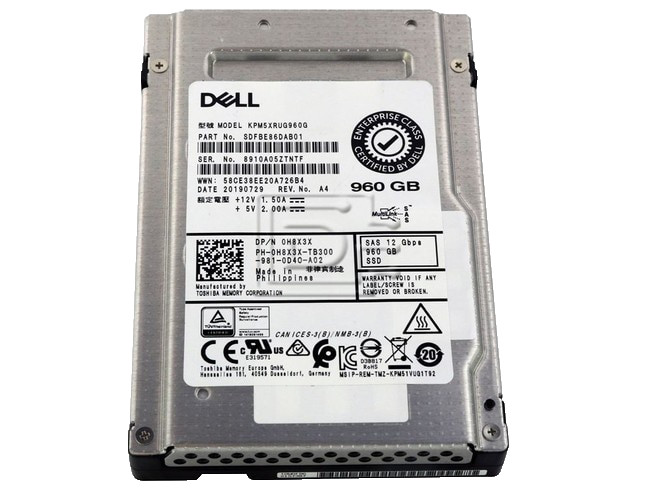 Dell KPM5XRUG960G 960GB 12G SAS 2.5" RI SSD 63% Health