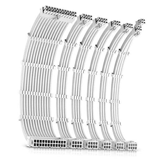 PSU Cables, Cable Extension PC, 16 AWG 24pin ATX / 4+4pin White (4+4) EPSx1