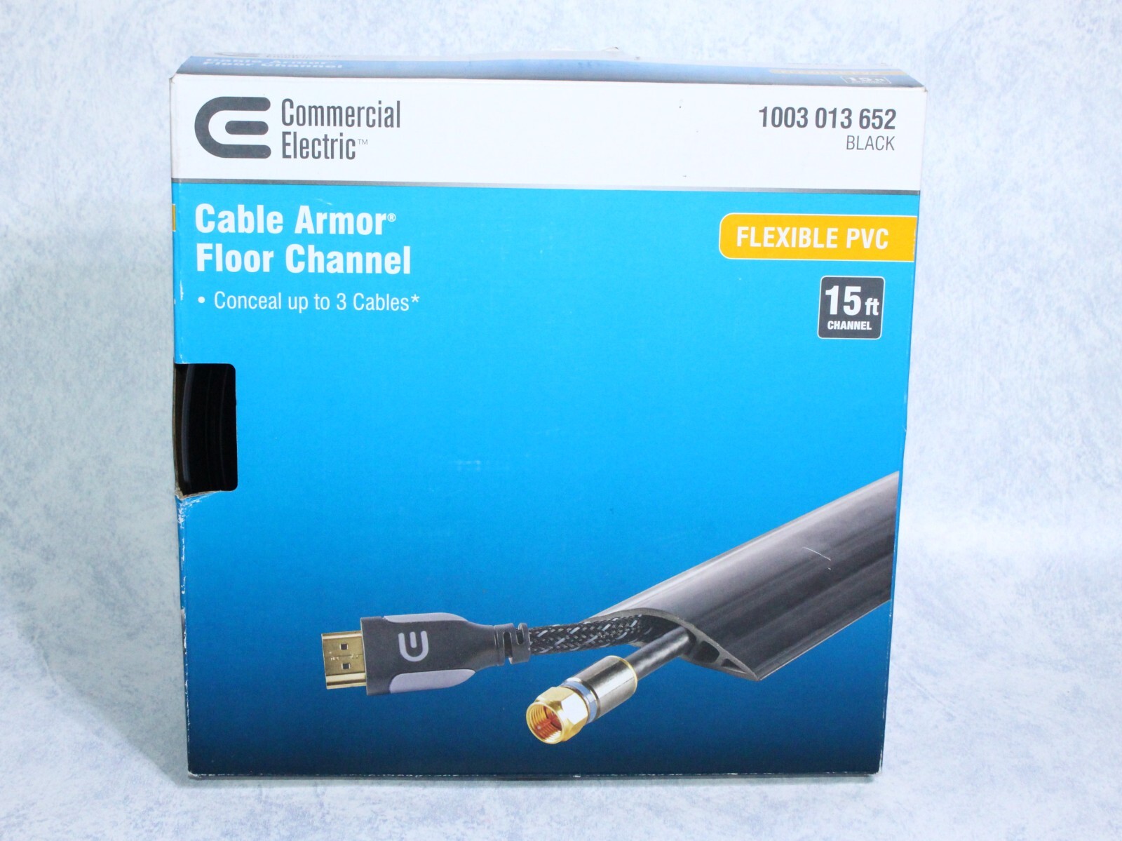 Commercial Electric 15 Foot Cable Armor Floor Channel Flexible PVC BLACK