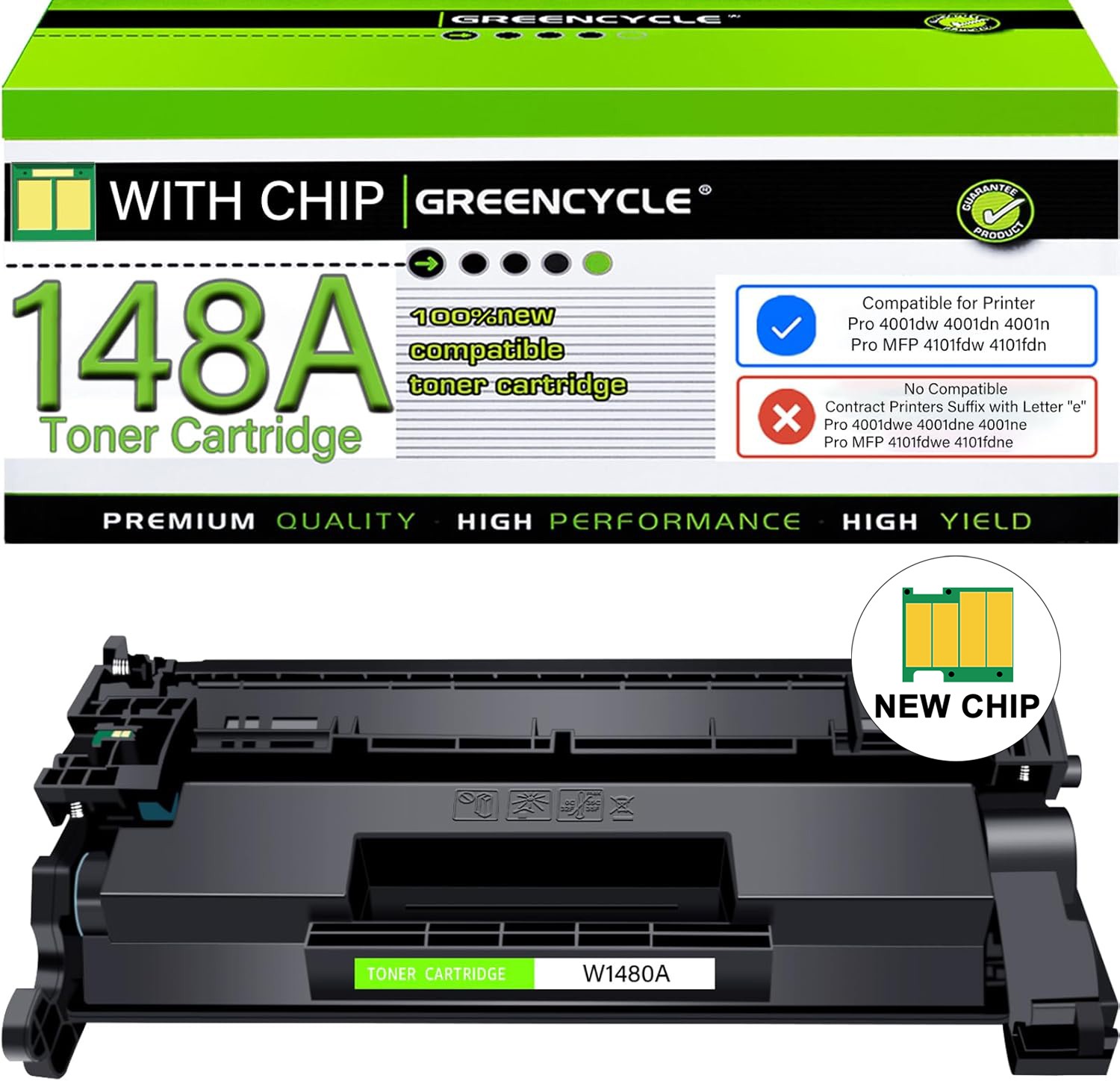 W/Chip W1480A Toner Fits for HP 148A 148A LaserJet Pro 4001n 4001dn MFP 4101fdw