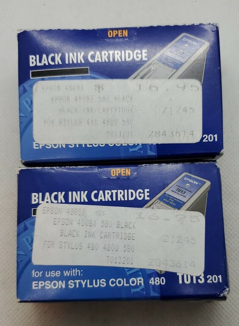 2 Pack New Genuine Epson T013 Black Cartridge T013201