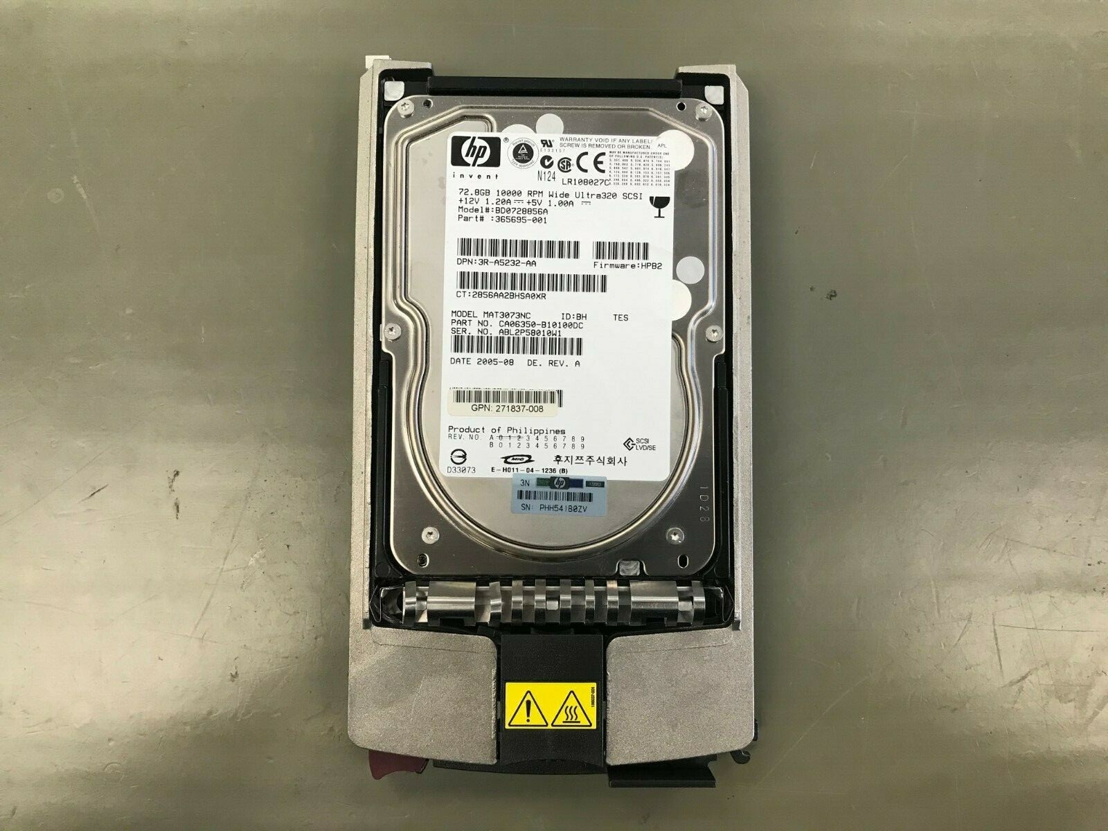 MAT3073NC Fujitsu 73.5GB 10K Ultra-320 SCSI 3.5" Hard Drive CA06350-B100 & CADDY