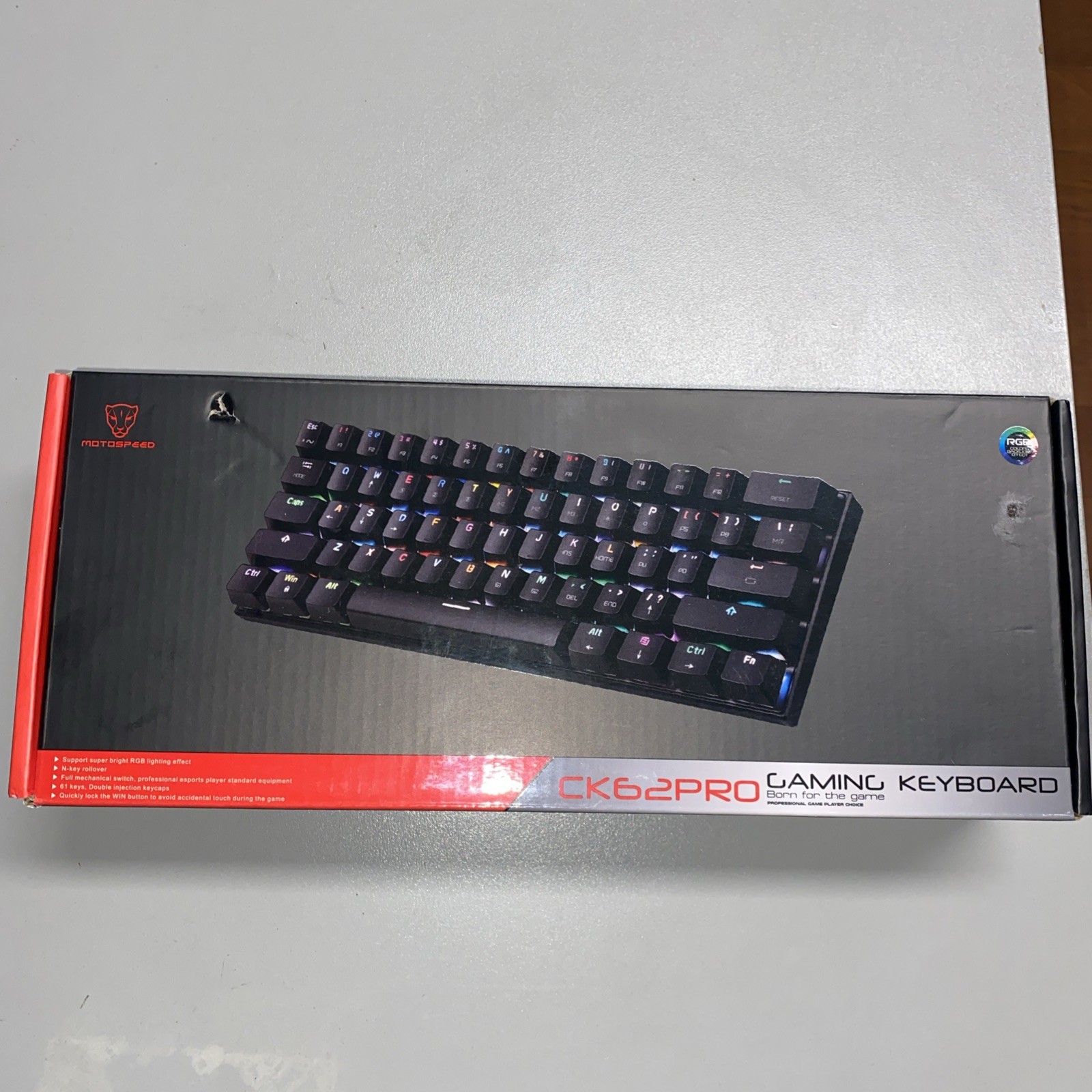 CK62PRO Motospeed Wired/Wireless Gaming Keyboard, White
