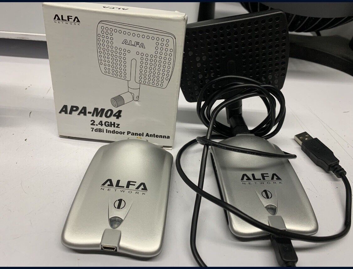  2 PACK Pair of Alfa APA-M04 7 dBi gain RP-SMA directional panel antennas Wi-Fi