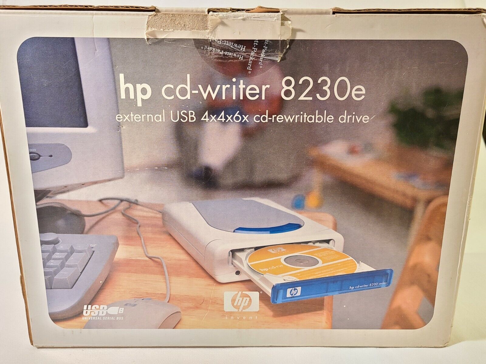 HP 8230E External USB CD-Writer in Box with Software CD's and Cables Untested