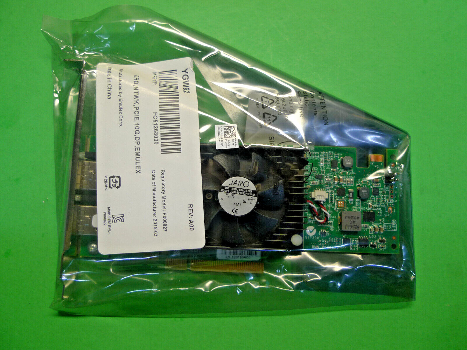 New Genuine Dell Emulex 10GBe Dual Port PCIe Network Adapter Card YGW92