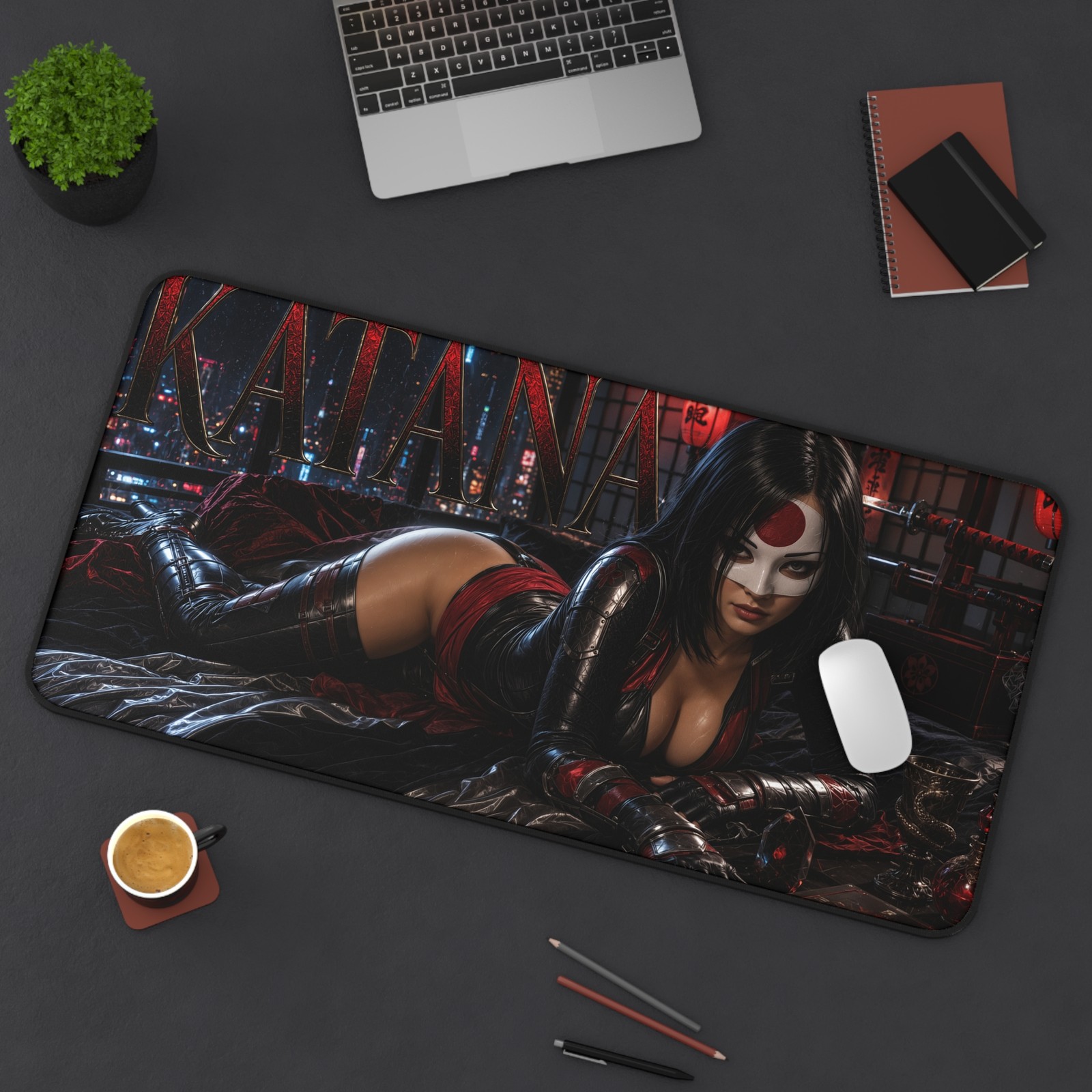 Katana Mouse Pad, DC Comics XXL Gaming Desk Mat, Samurai Heroine Pad