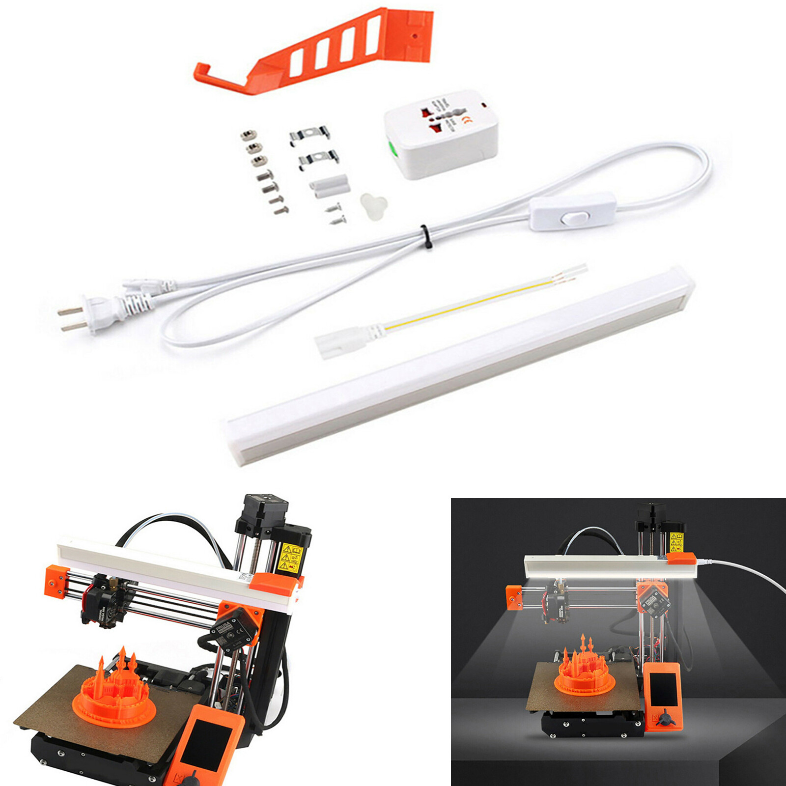 LED Light Lamp Socket +Printout Support Bracket Holder for Prusa Mini 3D Printer