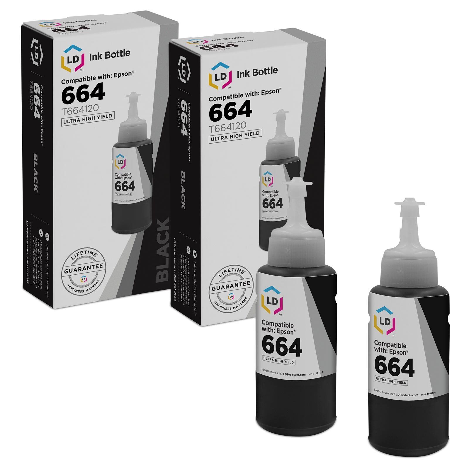 LD Compatible Epson 664 Black Ink Set of 2 for ET 2500, 2550, 4500 & ET 16500
