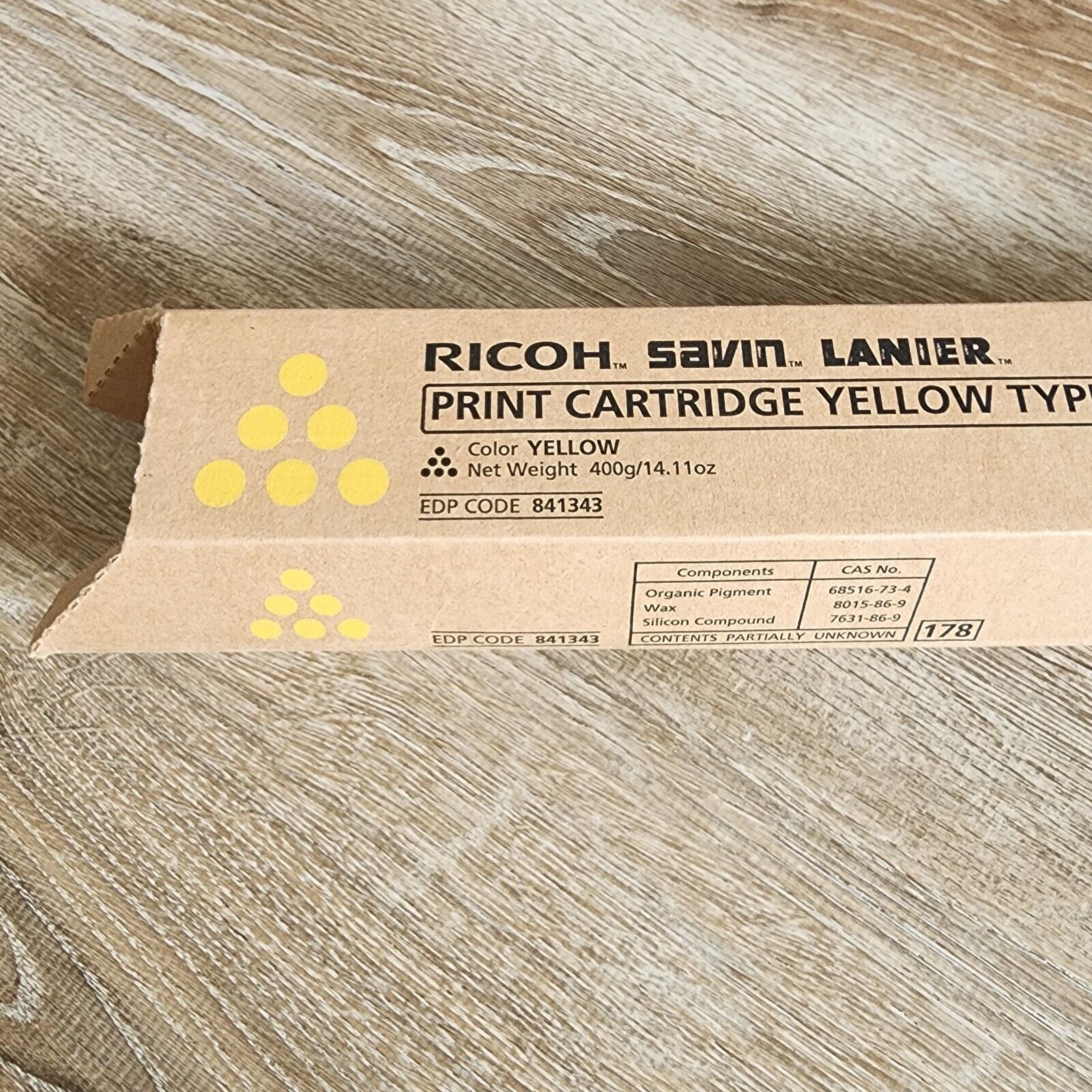 Yellow ink toner cartridge 841343 For Ricoh, Savin, Lainer C4500 C4540 LD455c