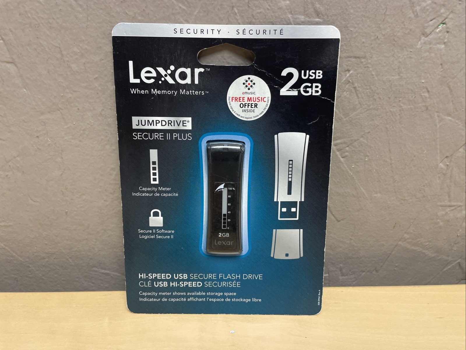 Lexar JumpDrive Secure II Plus 2GB USB Flash Drive Black JDSEP2GBBT, New,sealed