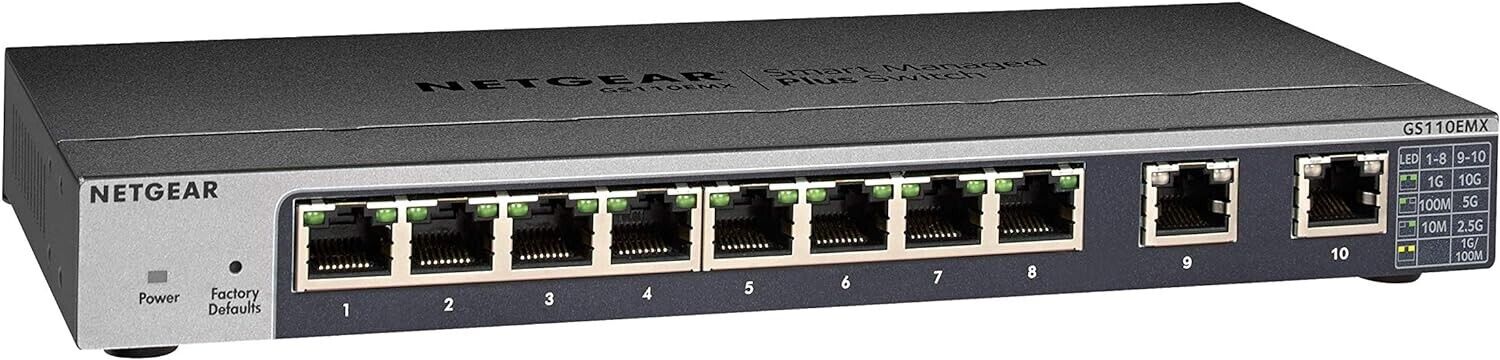 NETGEAR 8-Port 10-Gigabit/Multi-Gigabit Plus Switch (GS110EMX-100NAS)