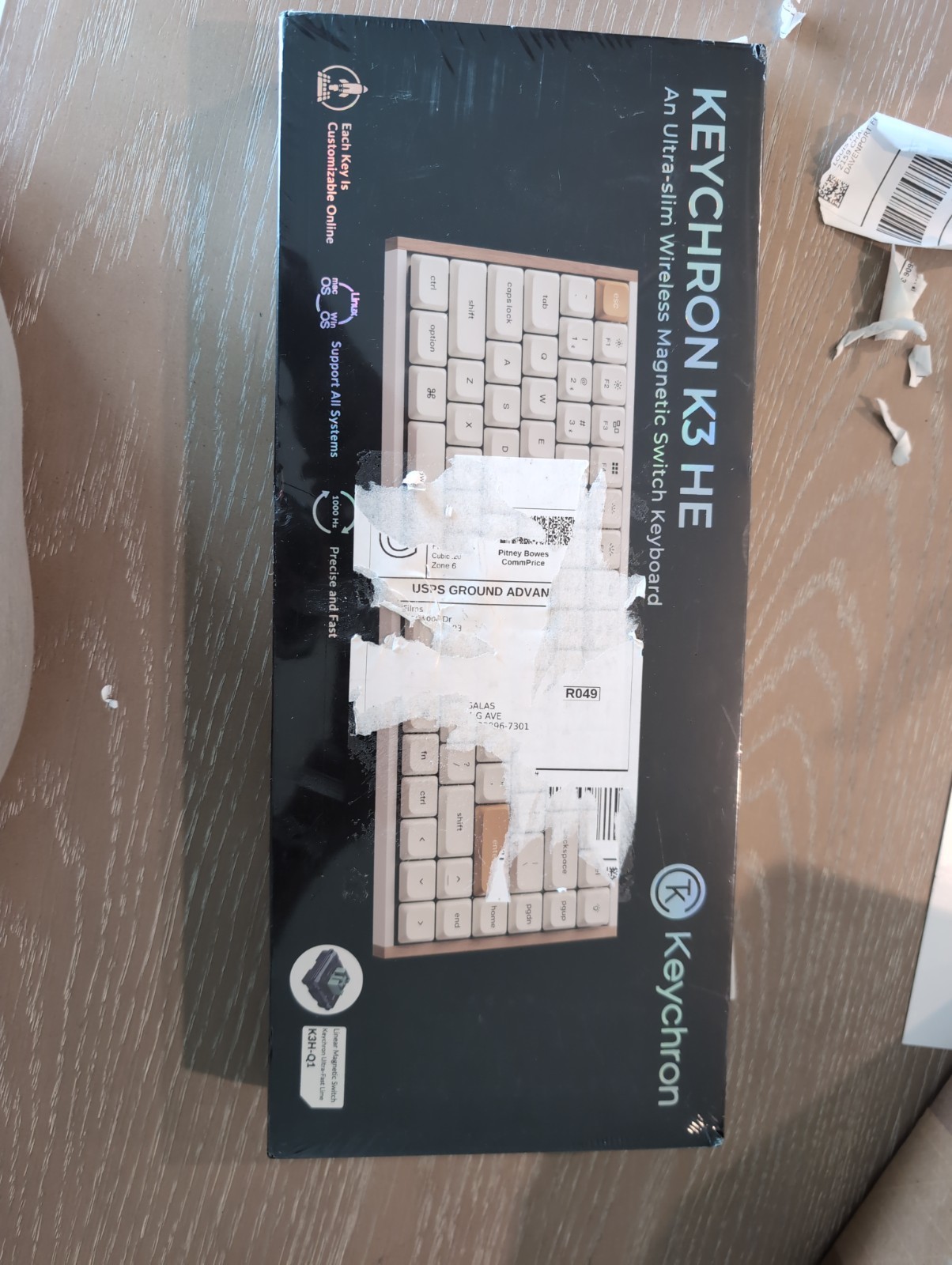 Keychron K3 HE Low Profile 75% Wireless Magnetic Keyboard White Wood New Sealed