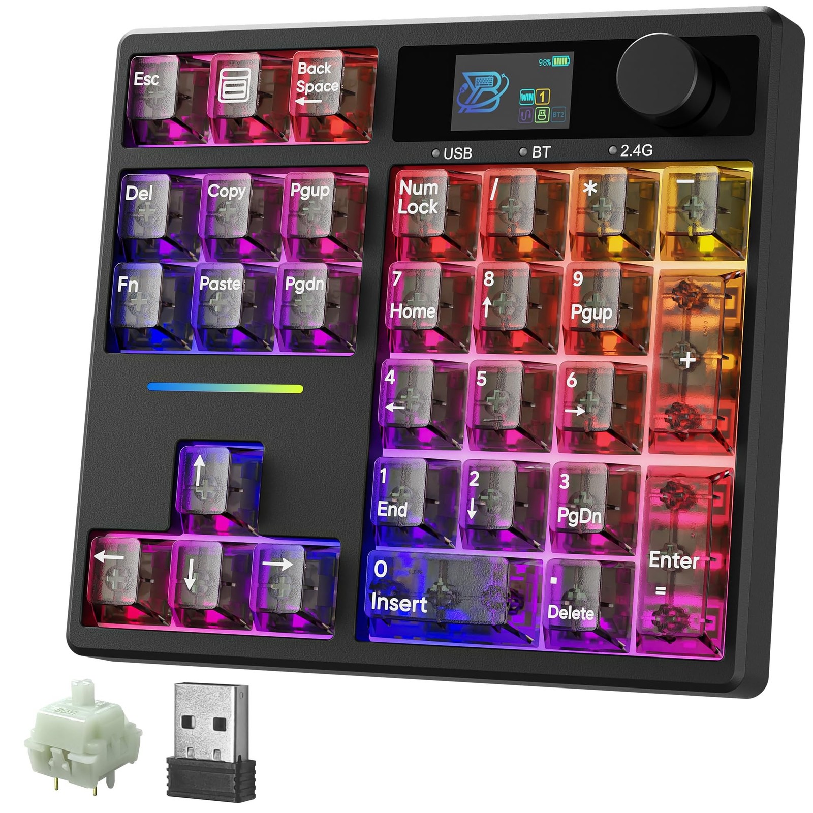 BOYI TD31Pro Gaming Keyboard,Mini Mechanical Numpad,BT5.0/2.4G/Type-C Wireles...