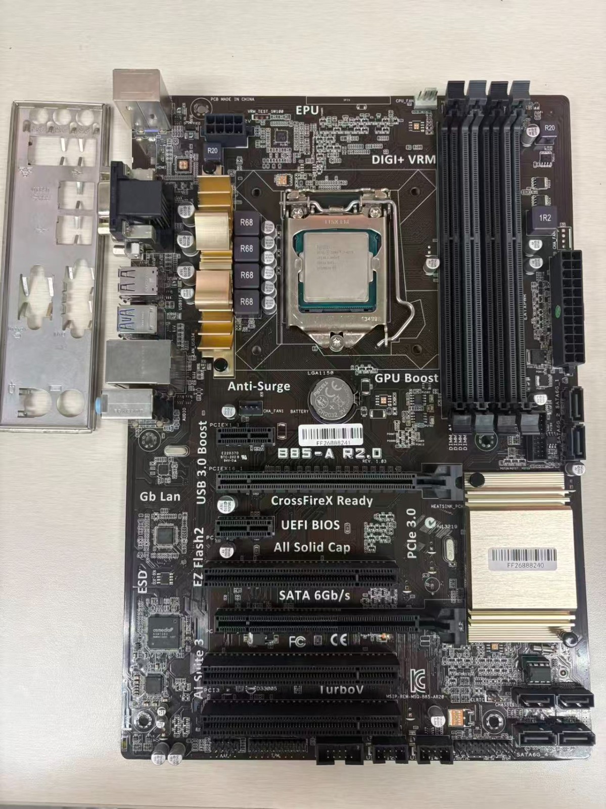 B85-A R2.0 ATX Motherboard 4 DIMM PCIe 3.0 x16 w/ i7 4th Gen  I/O Shield Battery