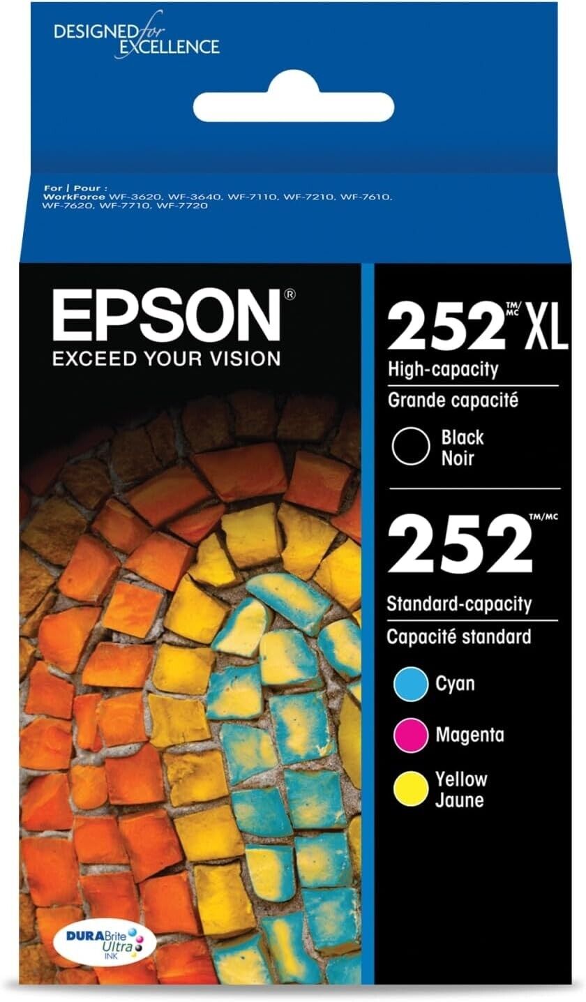 Epson 252 Cyan/Magenta/Yellow High Capacity Printer Ink Cartridge 2/26 NO BLK