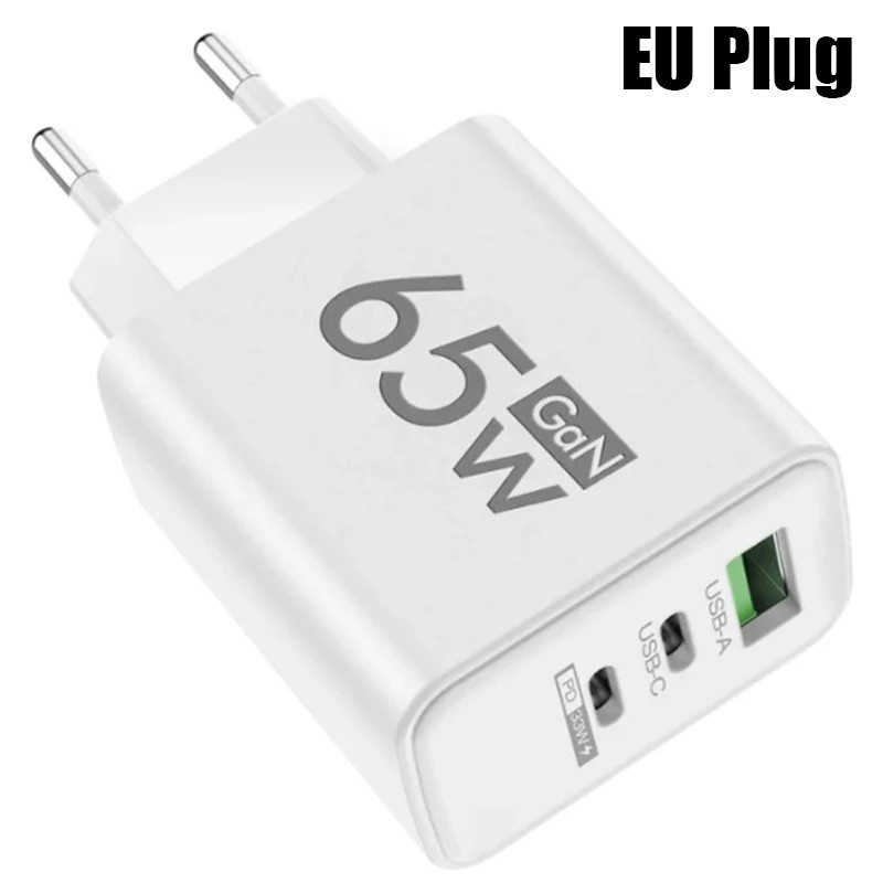 65W GaN USB C Fast Charger Quick Charge PD Wall Adapter For iPhone Samsung