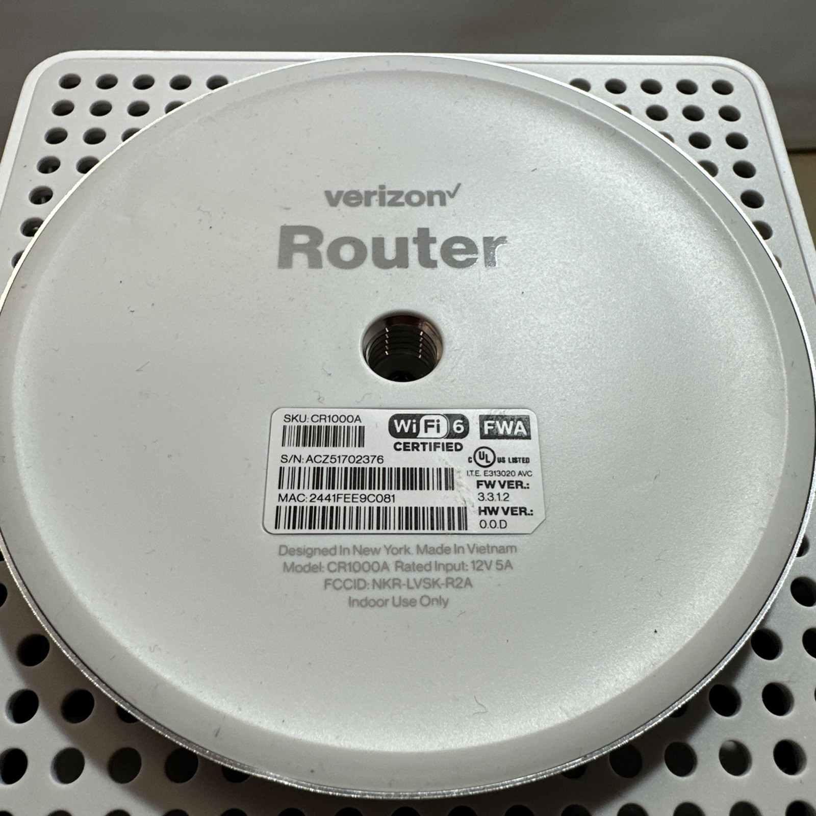Verizon CR1000A 1000 Mbps 3 Port Wireless Router - White - ✅ Tested 