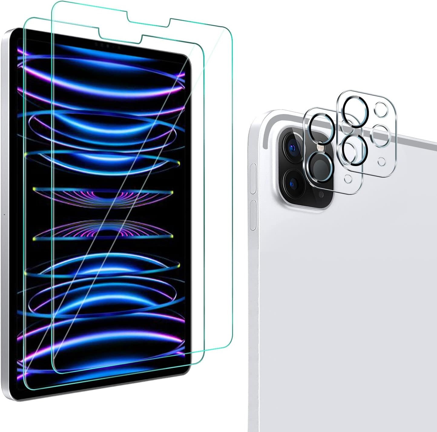 2+2 Pack Tempered Glass Screen Protector for iPad Pro 11 with Camera Lens Protec