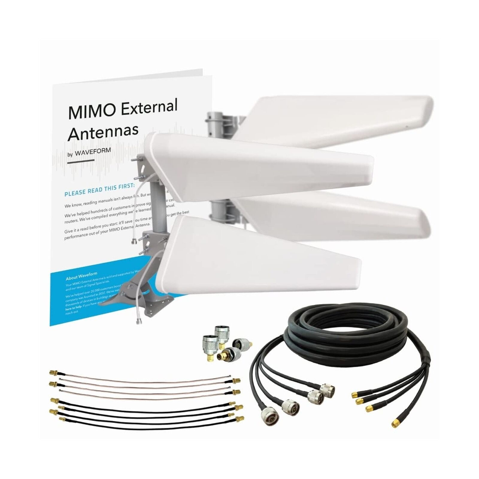 Waveform 4x4 MIMO Log Periodic Cellular SMA, U.FL and TS9 Antenna Kit for 4G ...