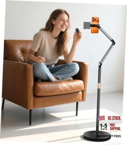 Phone Floor Stand, Cell Phone Stand with Flexible Arm for Bed, 69" Height