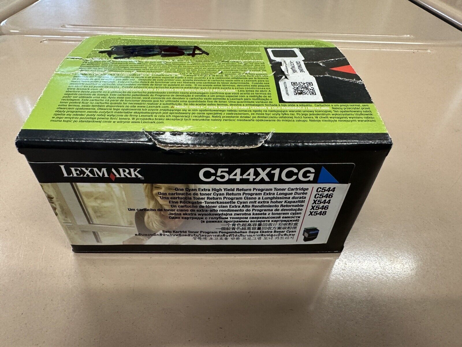 Genuine C544 X544 C544X1CG ( LEXC544X1CG ) Lexmark Original Toner Cartridge Cyan