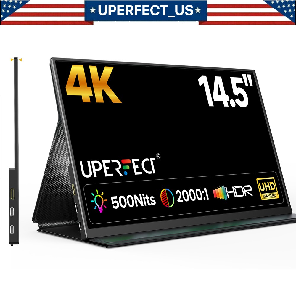 2025 4K Portable Monitor, UPERFECT 14.5" Gaming Monitor 3840x2160 HDMI USB C UHD