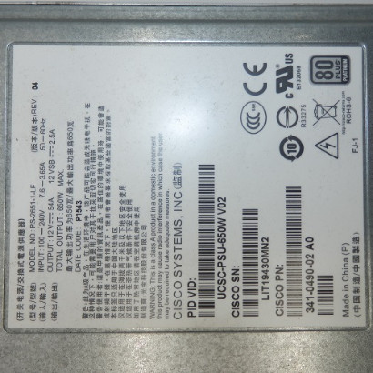 Cisco 650W Server Power Supply Model: DPS-650AB-2 PN: 341-0490-02