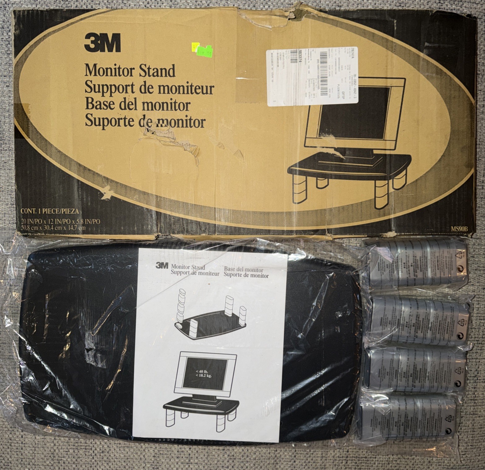 3M Adjustable Monitor Stand - Extra Wide MS90B - Stand for Monitor