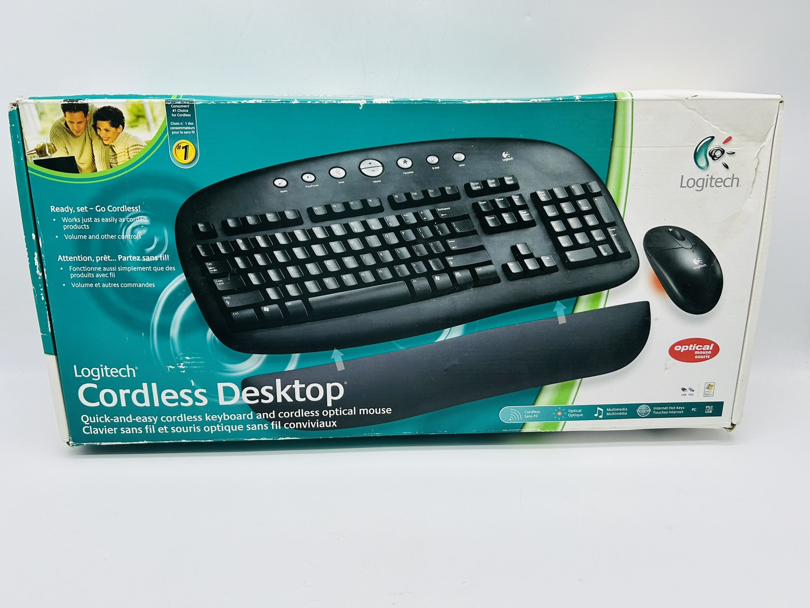 Logitech Cordless Desktop Wireless Keyboard and Optical Mouse NOS 2004