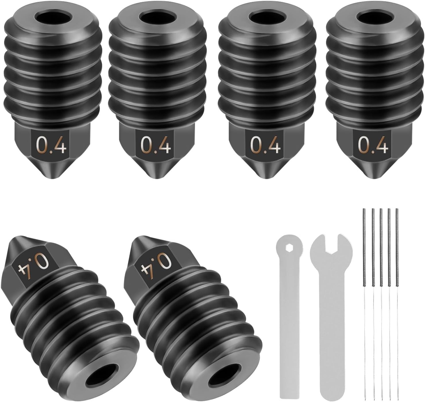 6PCS 0.4mm Hardened Steel Nozzles for Bambu Lab X1/P1 Series Nozzle Kit with 2