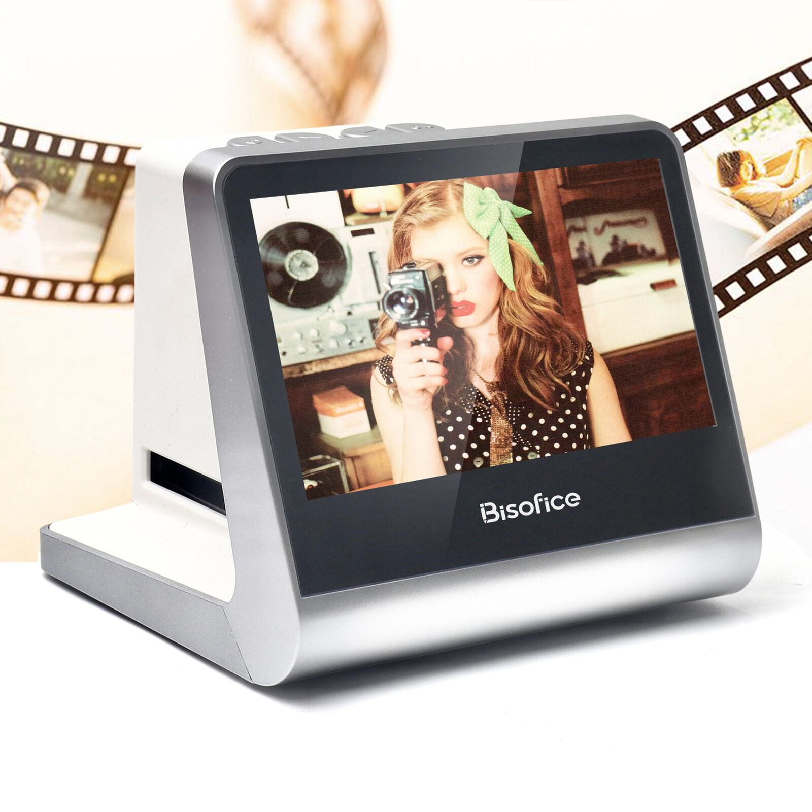 Bisofice Film & Slide Scanner 5'' LCD Screen for 135 Film(36*24mm) Free APP U7Q5