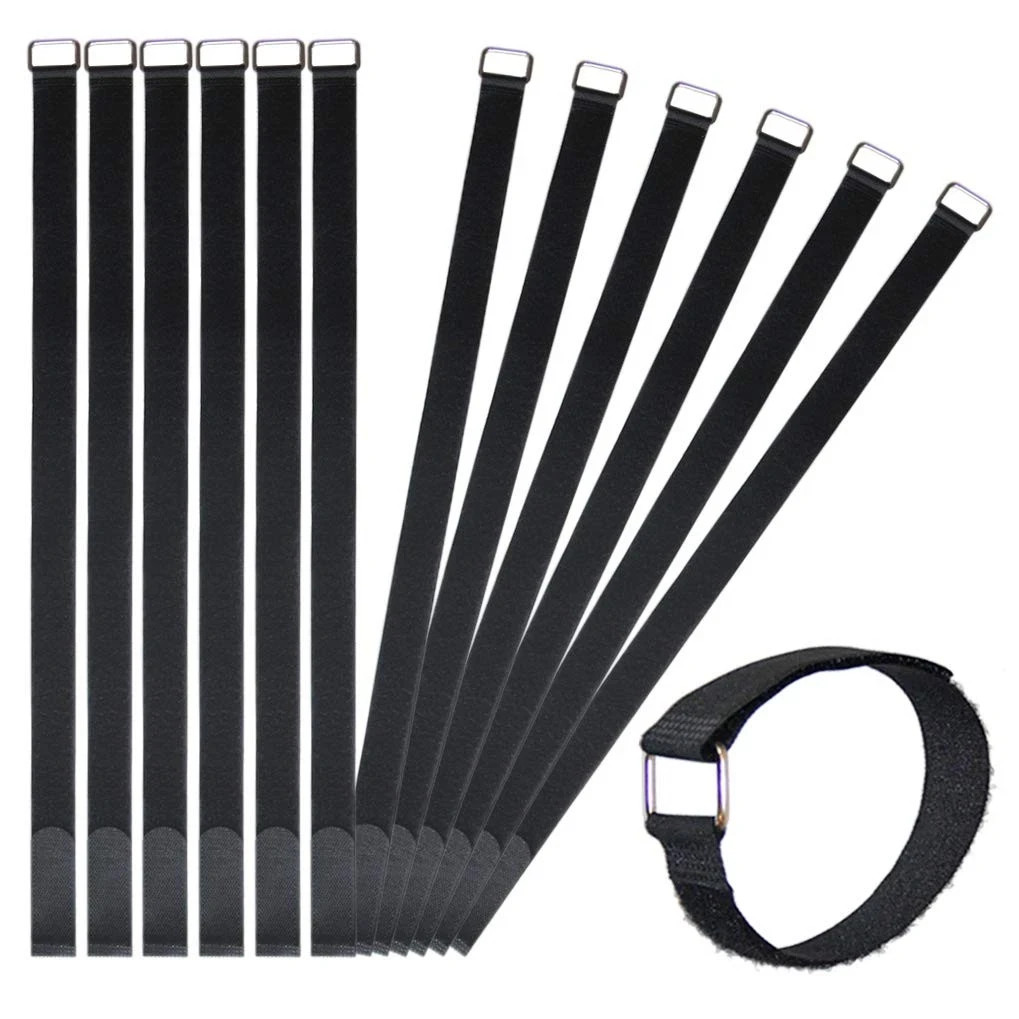 12 Pack 24 Inch Reusable Fastening Cable Straps Hook and Loop Cinch Cable Ties