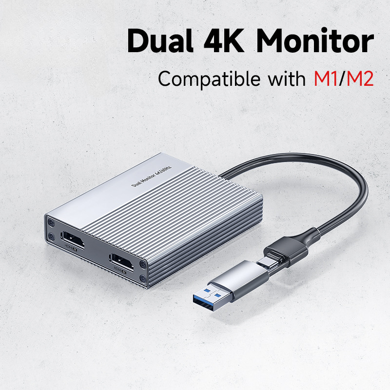 USB-C/USB 3.0 to Dual HDMI-Compatible 4K Display Adapter Compatible DL6950 Chip